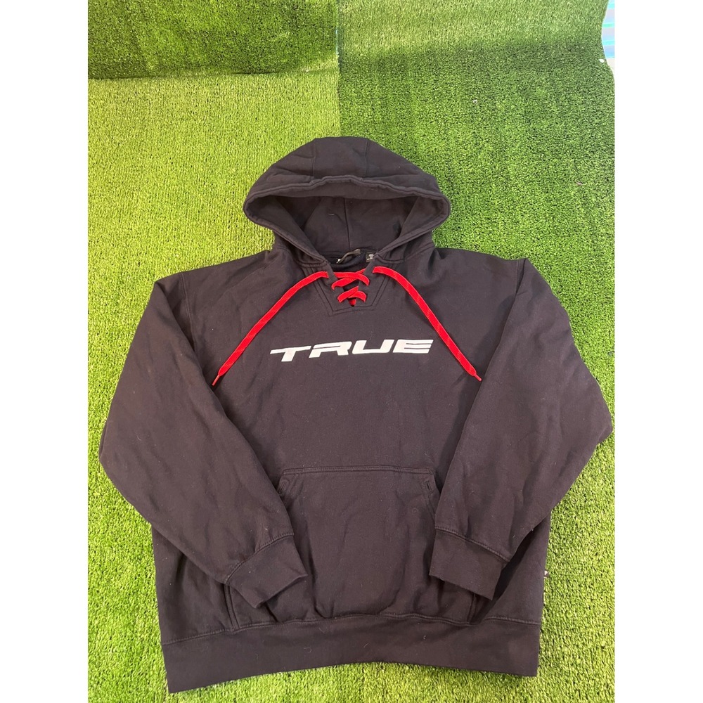 Pennant Sportswear True Hockey Hoodie Mens Large Black Red Lace Up Sweatshirt